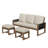 3-Piece Brown Cedar Wood Gray Wicker Patio Outdoor 3-Seat Sofa Seating Group with Olefin Cushions, Ottomans