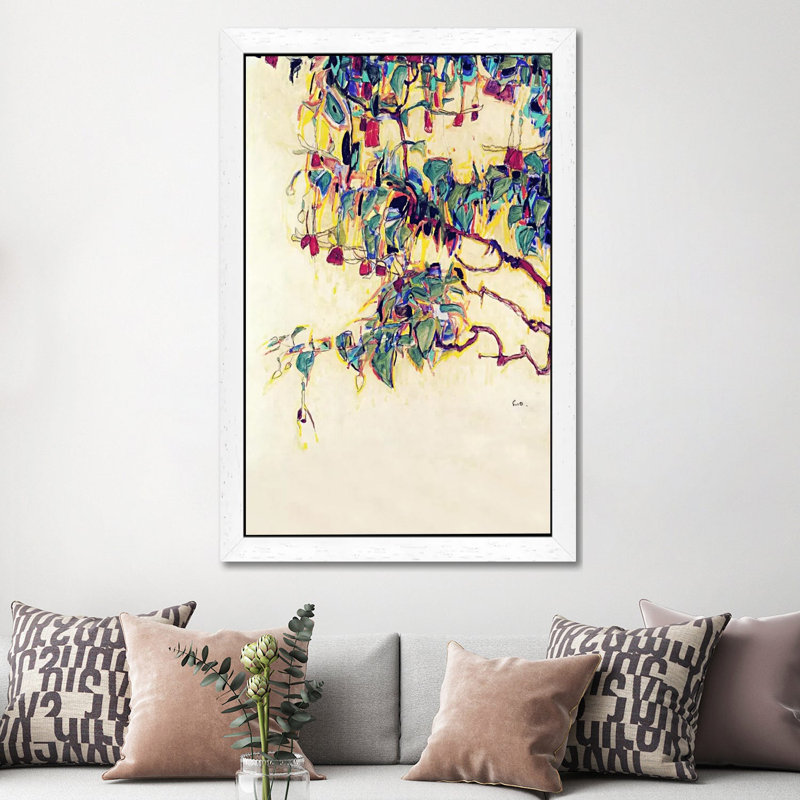 Sun Tree by Egon Schiele - Painting on Canvas, White Framed, 66.04 cm H x 45.72 cm W