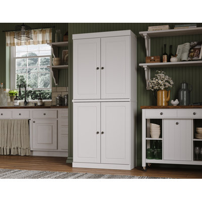Bryani Palace Imports 100% Solid Wood Pantry Cabinet, Raised Panel Doors, 2 Drawers, Adjustable Shelves, 32" Wide, 71.5" Tall by Hokku Designs
