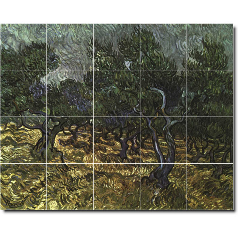 Carrelage mural décoratif en céramique 30 po x 24 po 6 po x 6 po, Vincent Van Gogh, peinture de campagne W09344