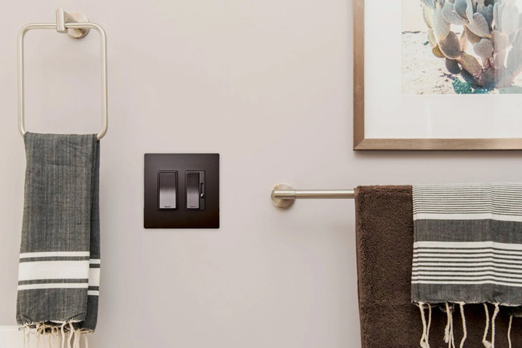 bathroom with a dimmer switch