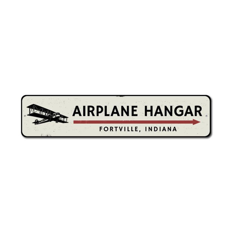 Panneau en aluminium personnalisé Hangar d'avion, H 6 po x l 24 po x P 0,063 po