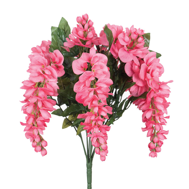 Buisson artificiel en polyester 19 po avec tiges flexibles, buissons et sprays, Rose