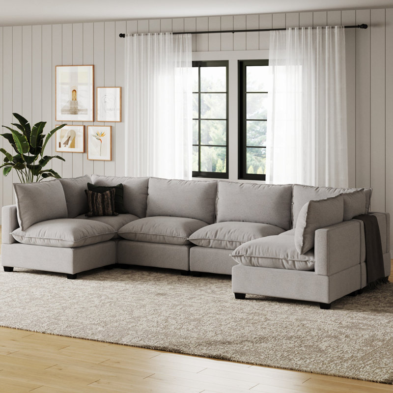 Canapé modulaire sans accoudoirs Somerdale Cloud, Velours côtelé beige