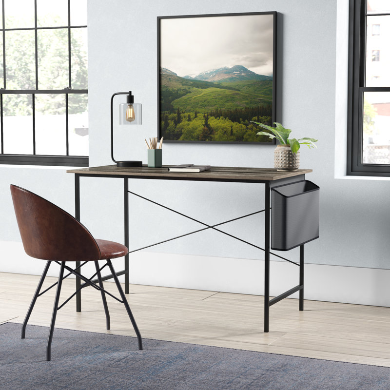 Mathieson Computer Desk - Modern Desk with Industrial Style - Woodgrain-Look and Steel for Home Office, Bedroom, or Craft Table