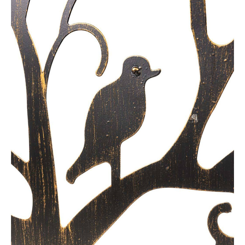 Burnished Bronze Metal Tree of Life Arched Garden Arbor with Gate