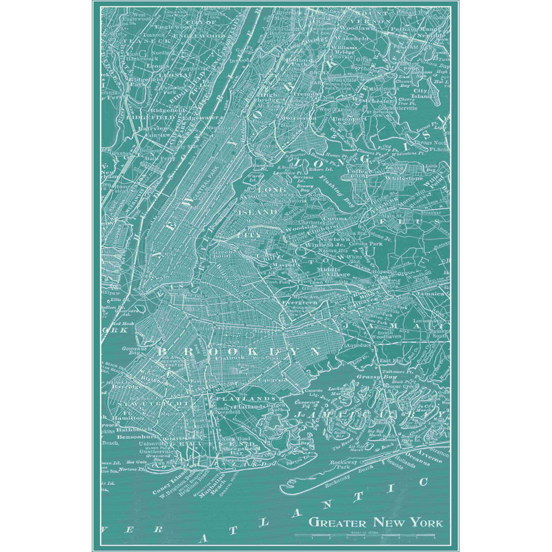 Carte graphique de New York, H 48 po x l 32 po