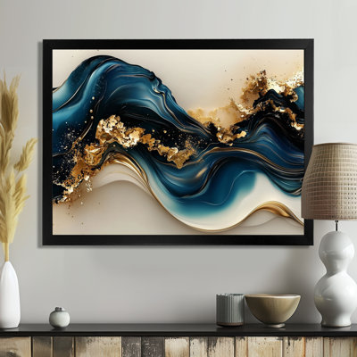 Fusion de pierre émeraude sur Blue River II - art moderne abstrait de vagues