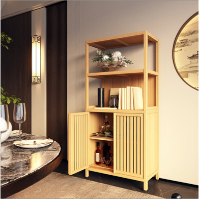 Armoire de rangement en bambou, armoire de salle de bain autoportante avec 2 portes, armoire de plancher pour le salon, la cuisine, le vestibule