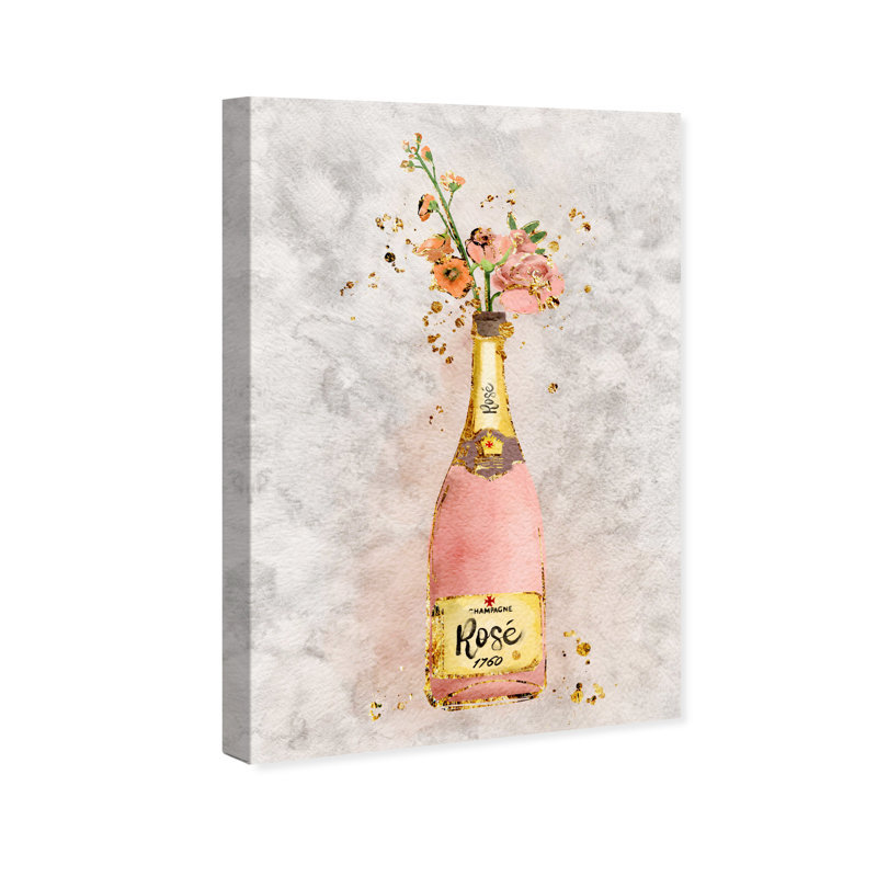 Champagne Rosado - peinture sur toile, Toile tendue, H 16 po x l 24 po x P 1,5 po
