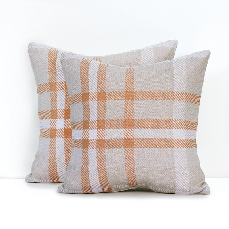 Housse de coussin d'extérieur carré Pacifica, Tartan toscan, 18 po x 18 po