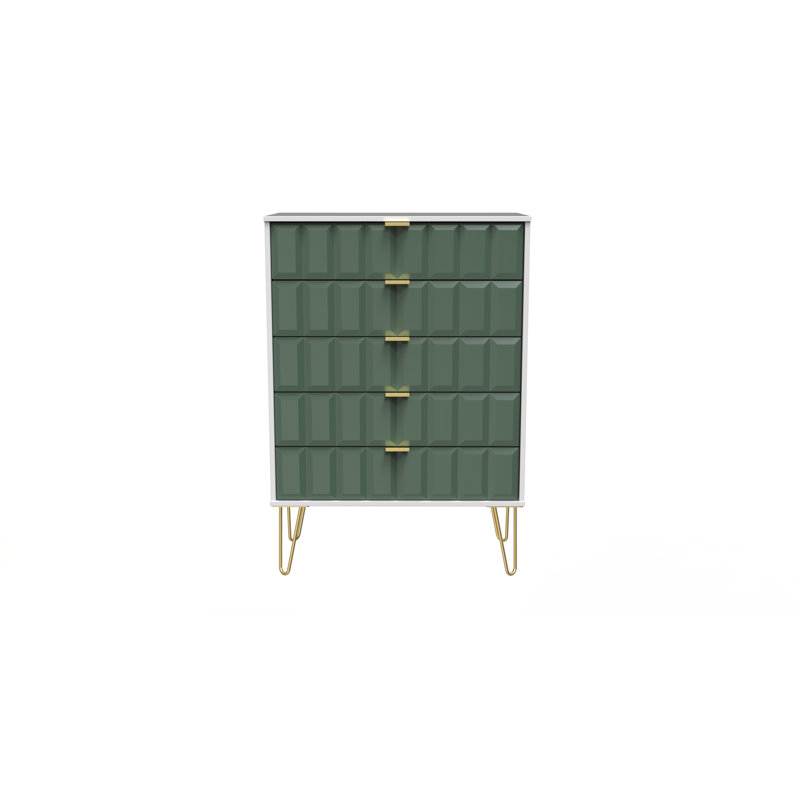 Allem 77 cm W Chest of 5 Drawers, Labrador Green/White