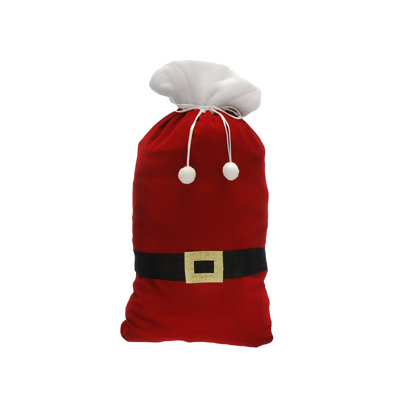 70cm plush burgundy velvet santa belt sack