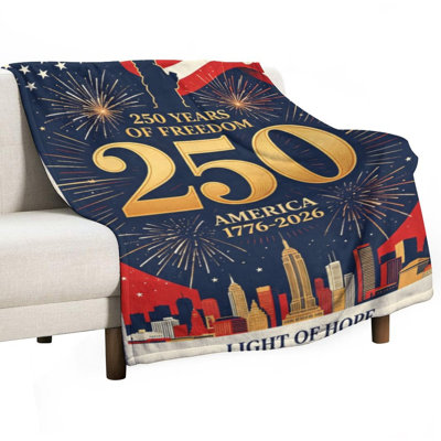 Jeté en flanelle de luxe avec statue de drapeau américain, couverture douce et douce pour le salon