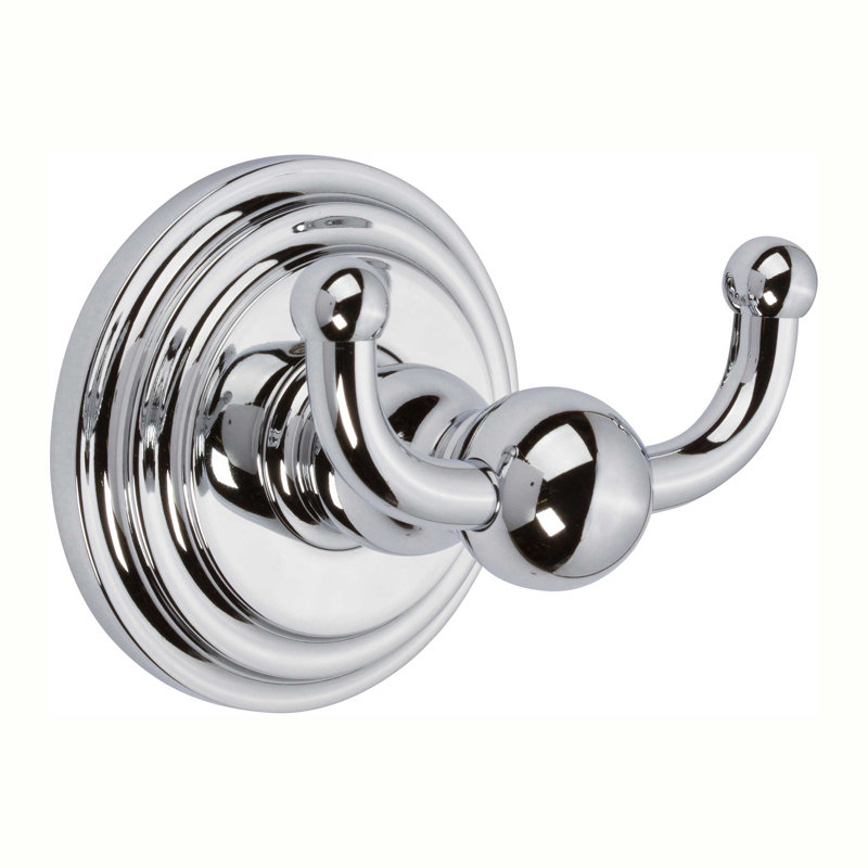 Chelsea Wall Mount Double Robe Hook, Polished Chrome