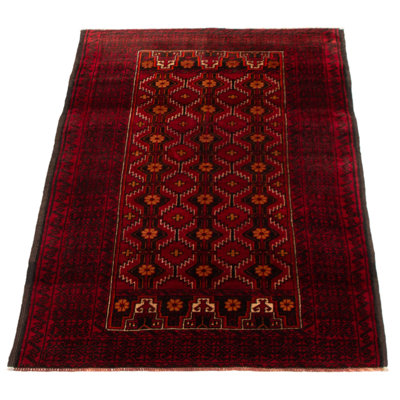 Tapis rouge teimani noué à la main 3 pi 3 po x 6 pi 0 po