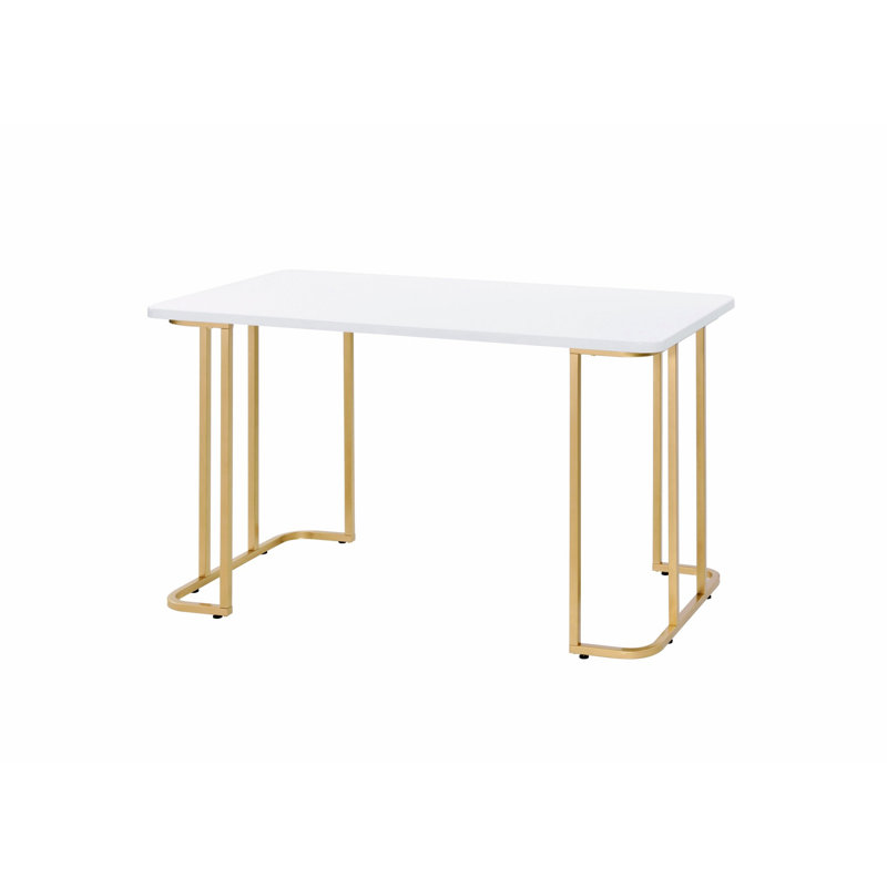 Bureau, bureau d'écriture avec base en métal, H 31,02 po x l 24,02 po x P 48,02 po, Blanc