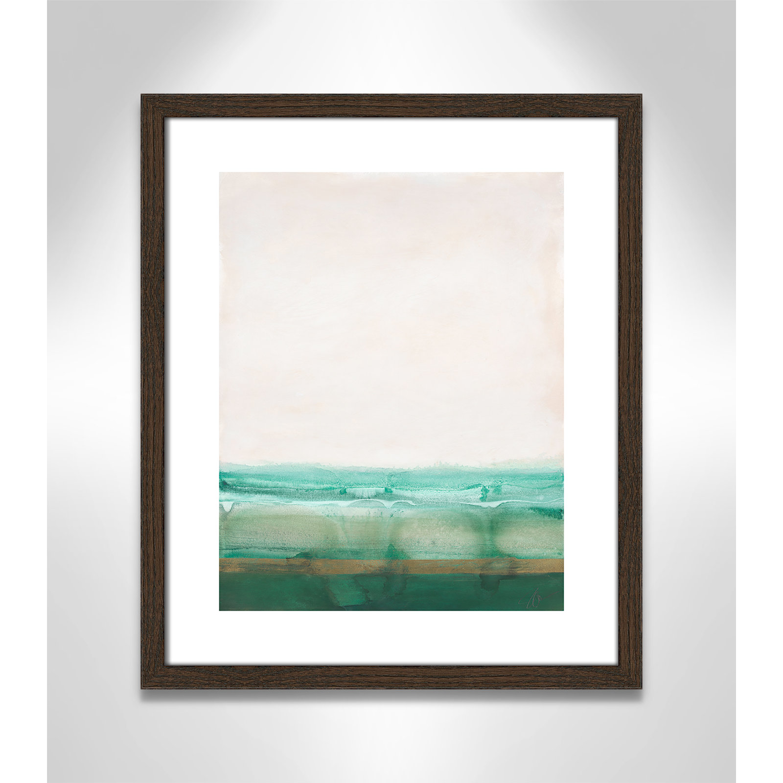 Franke "Emerald Shores" Print by Filippo Ioco, 19" H x 16" W x 0.75" D, Walnut Wood Framed Paper