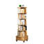 Étagère ronde à 6 niveaux avec roulettes 360, avec roulettes, tiroir, espace, couleur bois pour roues de chambre à coucher et couleur, présentoir à cubes verticaux
