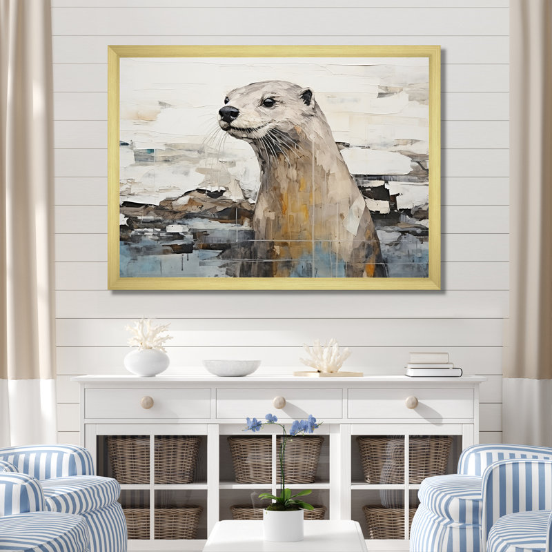 «Otter Playfulness Magic» sur toile, Cadre photo doré simple, H 12 po x l 20 po x P 1 po