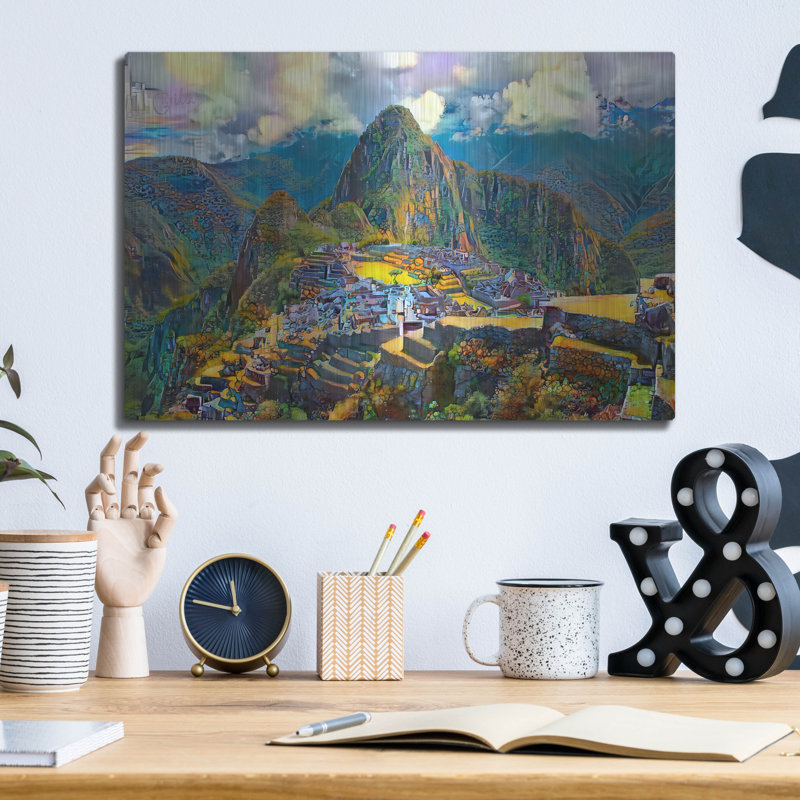 Art mural en métal luxueux, «Pérou Cusco Machu Picchu» par Pierre Gavidia, art mural en métal, 16 po x 12 po