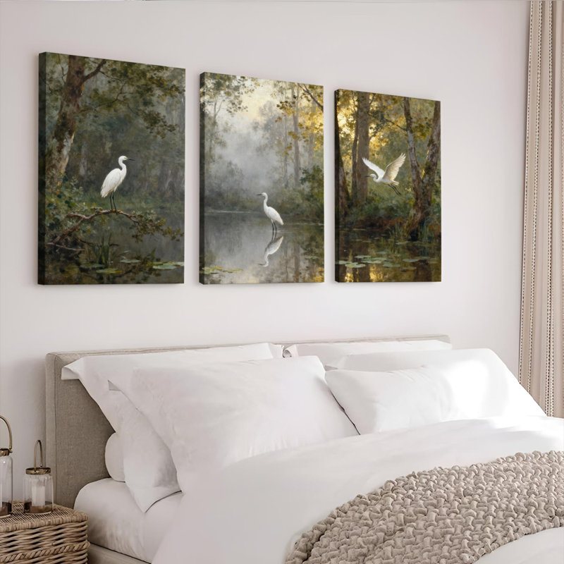 Ensemble de 3 tableaux sur toile tendue, H 18 po x l 36 po