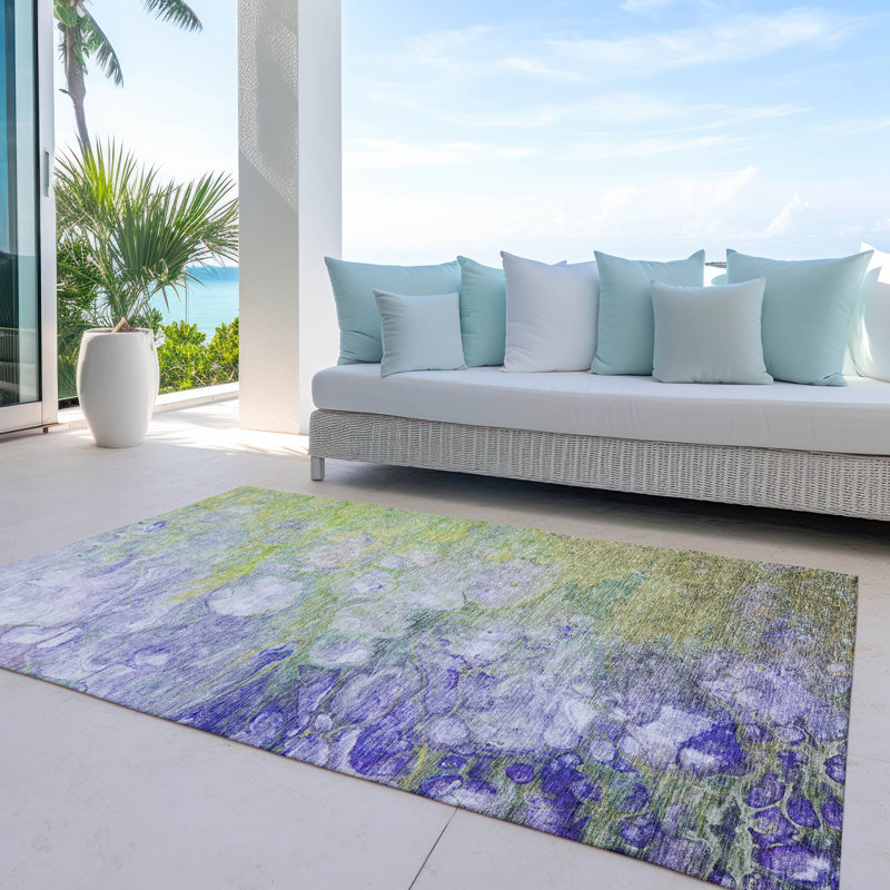 Tapis intérieur / extérieur Jagdesh avec envers antidérapant, Rectangle 9 pi x 12 pi