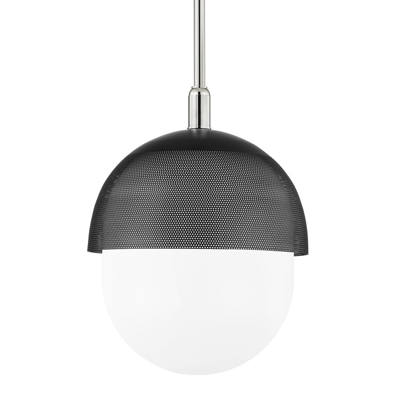 Nyack 1 Light Pendant, Polished Nickel/Black, 22" H x 19" W x 19" D