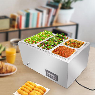 Chauffe-plats électriques en acier inoxydable avec bacs de service pour réceptions, banquets et services de traiteur