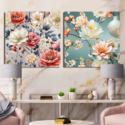 Crader - Ensemble de 2 collages carrés floraux