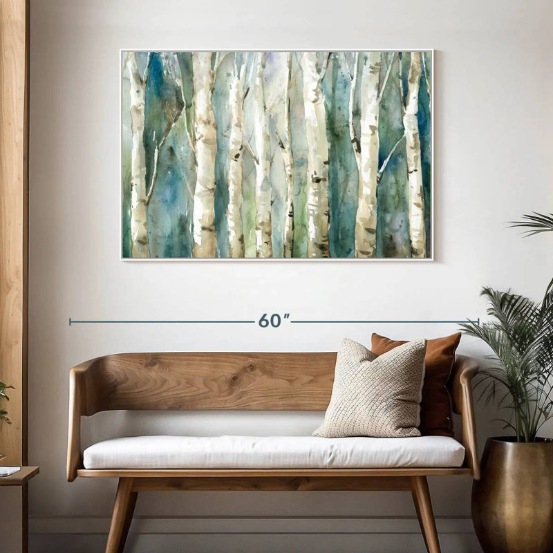 Birch River Walk, Cadre flottant blanc, 46 po x 31 po