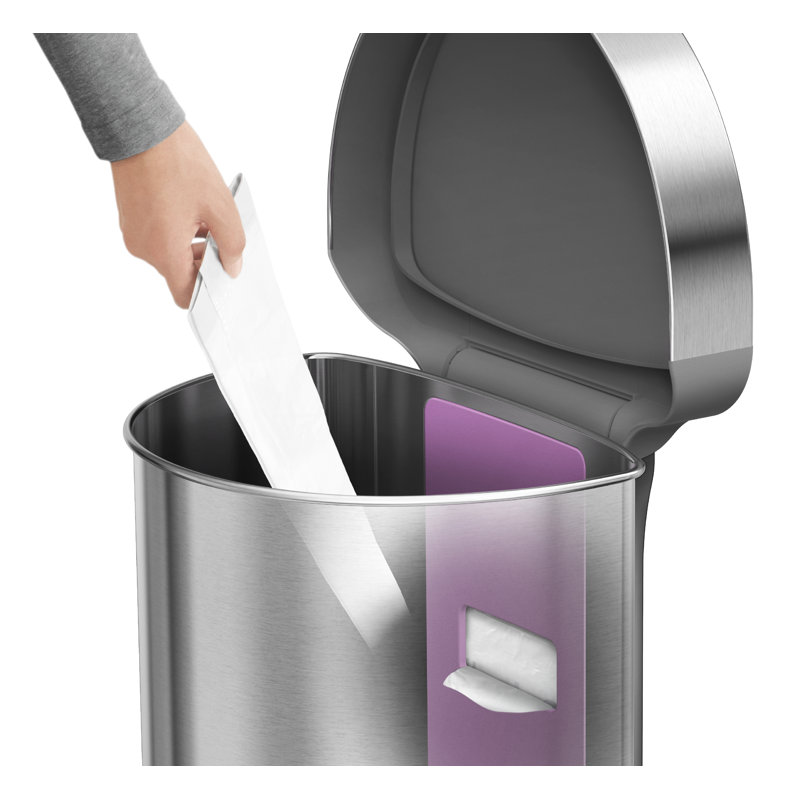 simplehuman 45 Liter / 12 Gallon Semi-Round Automatic Motion Sensor Trash Can, Brushed