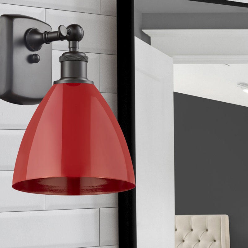 Steel Armed Sconce, Red, Oil Rubbed Bronze