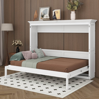 Horizontal Murphy Bed, Wood Farmhouse Murphy Bed, Wood Wall Platform Bed