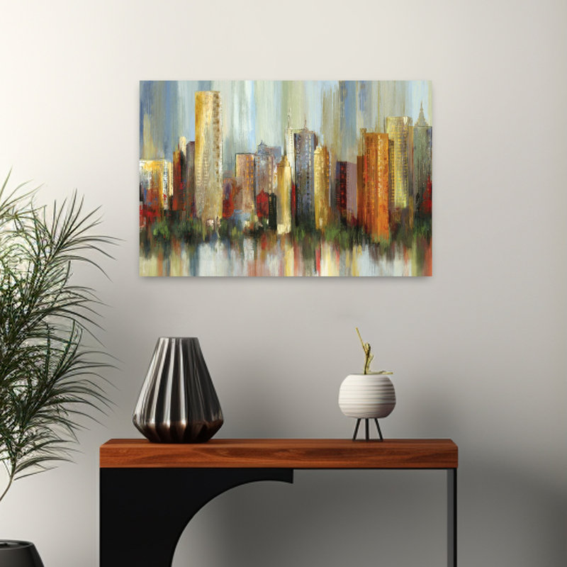 Metropolis, art abstrait contemporain et urbain, H 16 po x l 24 po