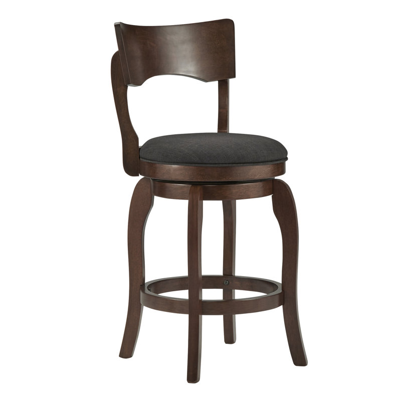 Tabouret de bar et de comptoir pivotant Villers, Tissu gris foncé, Tabouret de comptoir (assise de 24 po de hauteur)
