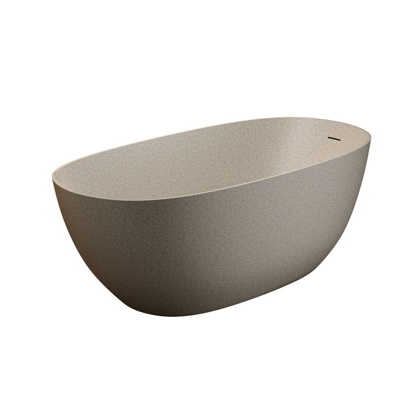 57 - Inch Freestanding Orange Soaking Bathtub With Solid Surface Resin Stone, Tough And Strong, Stain , Excellent Insulation Of Non Porous, Smooth Finish, Relaxing Bath Experience