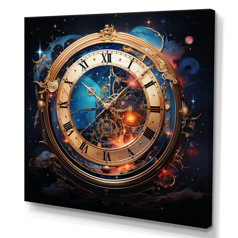 Horloge métaphysique sur toile, Toile tendue, H 30 po x l 30 po x P 1 po
