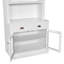 Blanc, moderne, bibliothèque de 83,4 po, éclairage à DEL, portes en verre transparent, tiroirs, utilisation dans la chambre à coucher-412347142