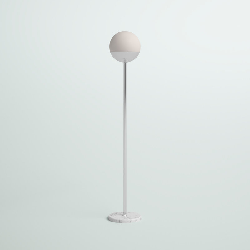 Lampe sur pied 62 po Yearby, Chrome, Blanc givré