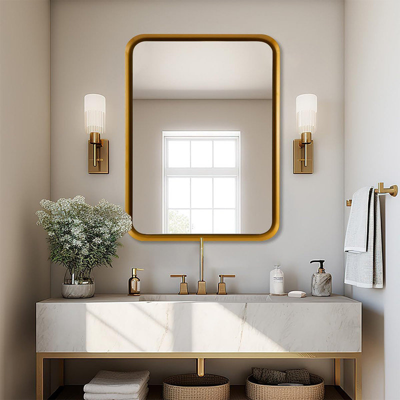 Metal Rectangle Mirror, Gold