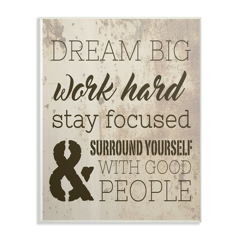 «Dream Big Work Hard» par Daphne Polselli, reproduction d'art textuel sur toile, H 15 po x l 10 po, Plaque murale