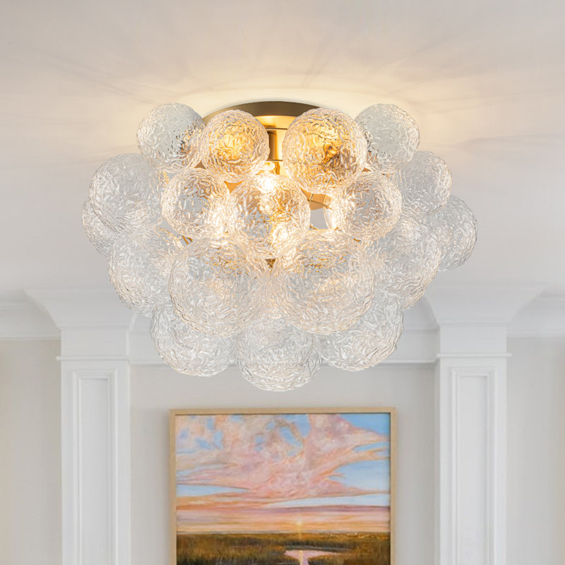 4-light Handcrafted Glass Bubble Semi-flush Mount