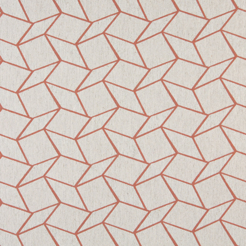 Tissu de lin géométrique, Blanc / Rose