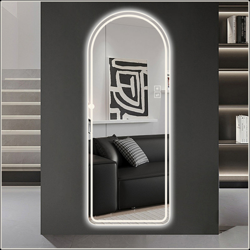 65" X 21" Arch Design LED Full Length Mirror ,Dimmable,  High Definition & Explosion-Proof, Full-Length Standing Or Wall-Mounted - Brightly Lit For Makeup, Studio, And More