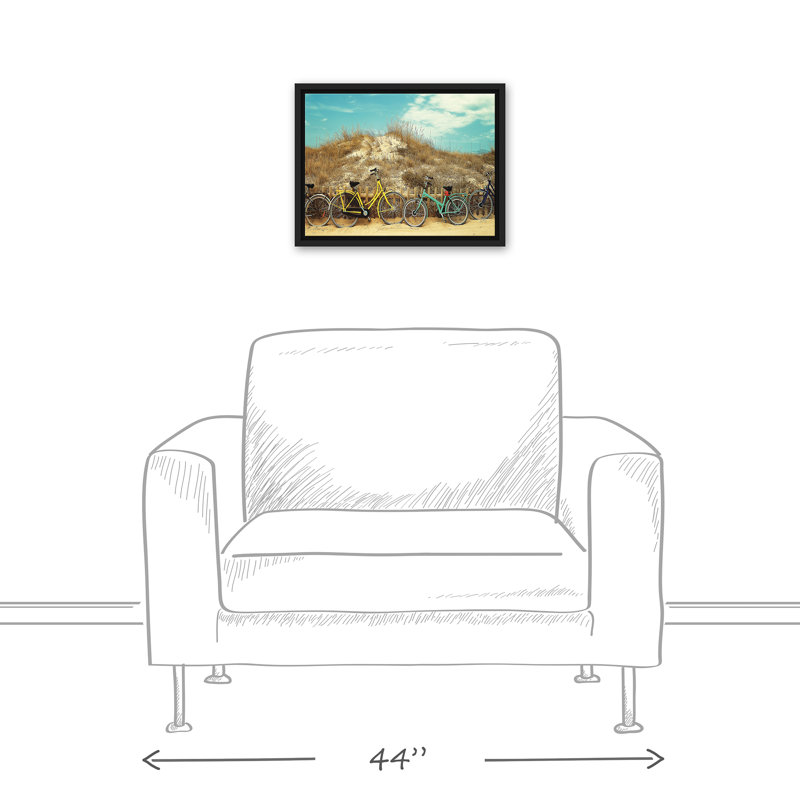 Beach Bikes sur toile, H 13,75 po x l 17,75 po x P 1,75 po, Cadre flottant noir