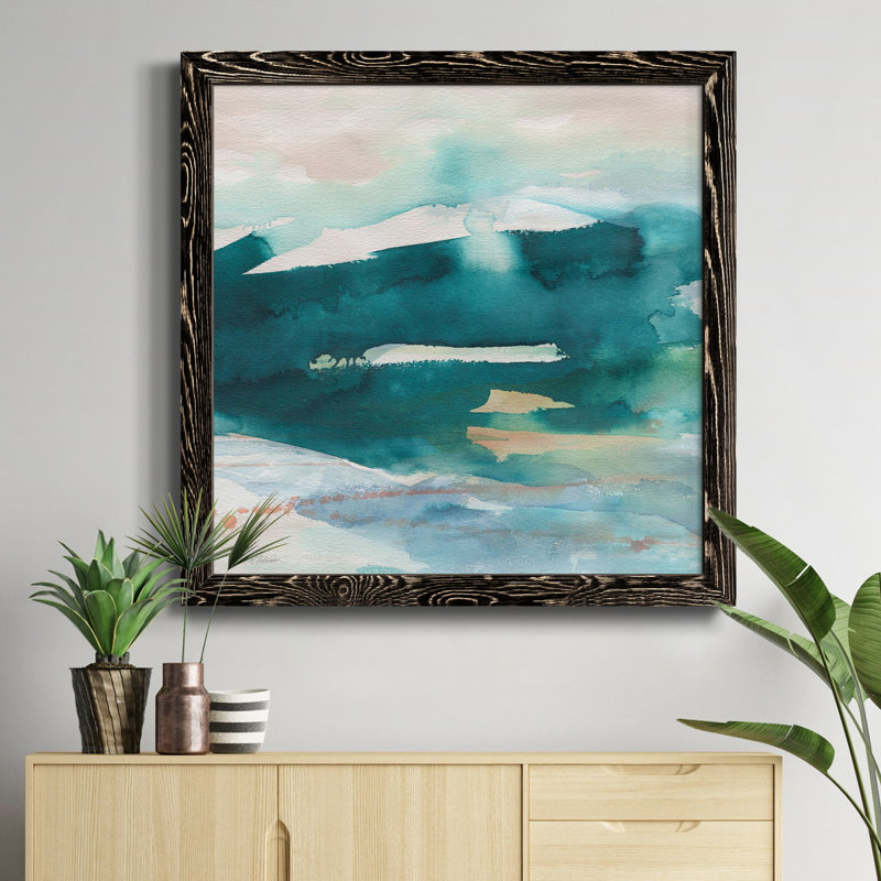 Palmier II - peinture sur toile encadrée, H 31,5 po x l 31,5 po x P 1,5 po, Cadre noir