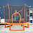 6FT Toddlers Trampoline With Safety Enclosure Net And Ocean Balls, Fully Protected Indoor Trampoline And Ball Pit Balls For Kids, Easy Assembly Lotus Shape For Spaciousness