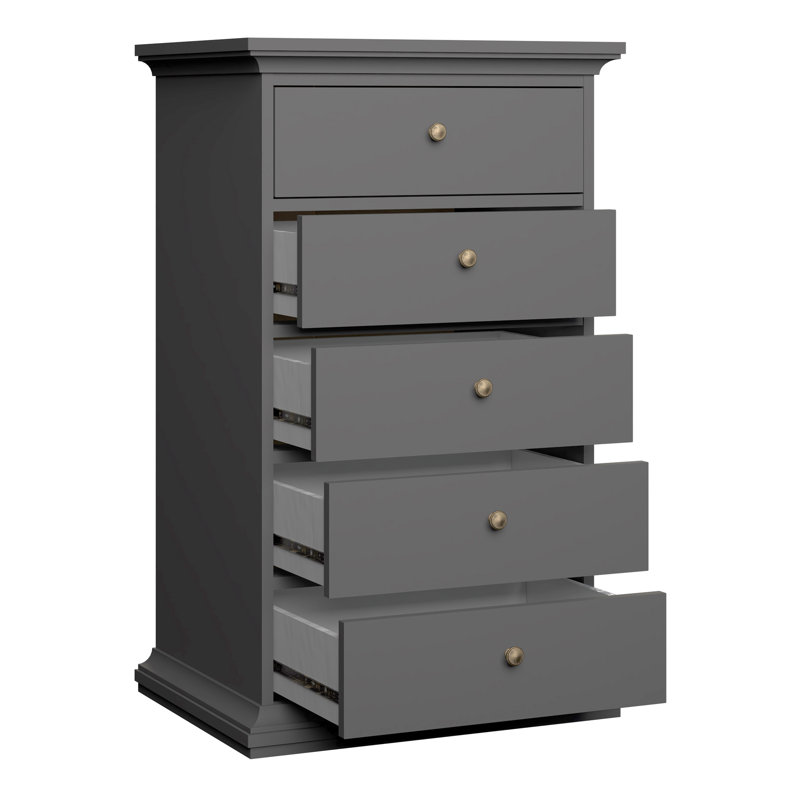 Minster 62.6cm W 5 - Drawer Chest of Drawers, Grey