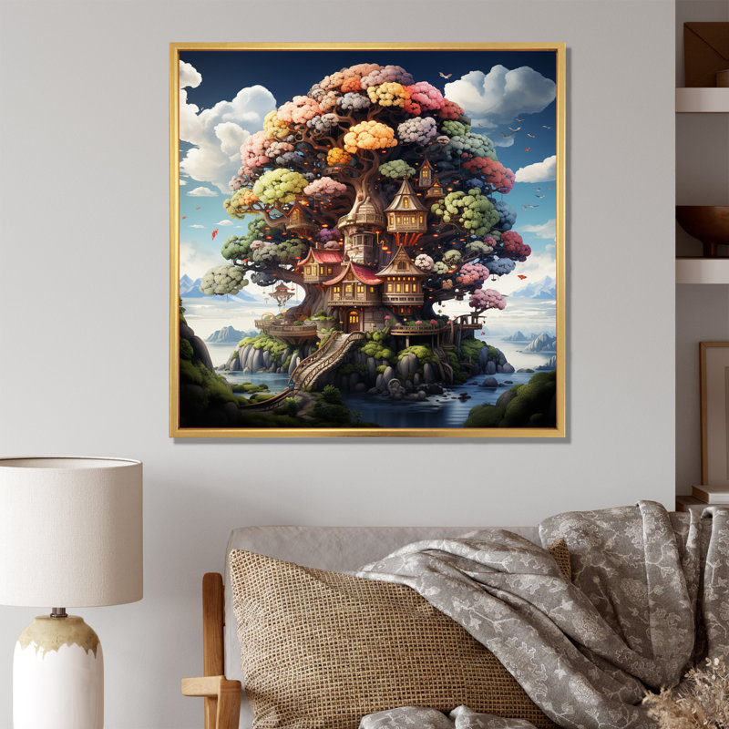 La cabane dans un arbre III - impression, H 24 po x l 24 po, Cadre photo argenté